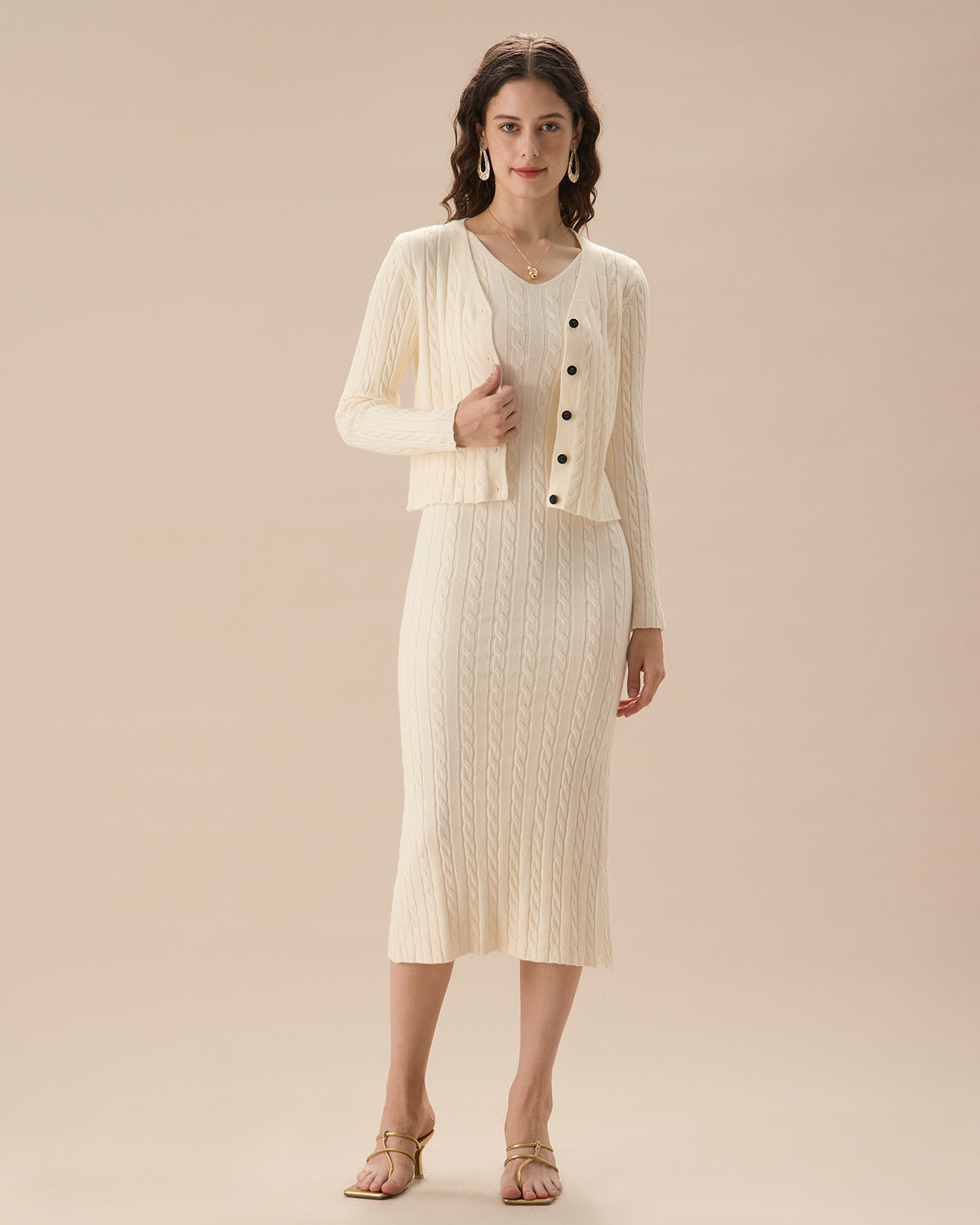 Μπεζ Πλεκτή Ζακέτα Με Ριμπ Ύφανση Και Μονόπετο Τελείωμα