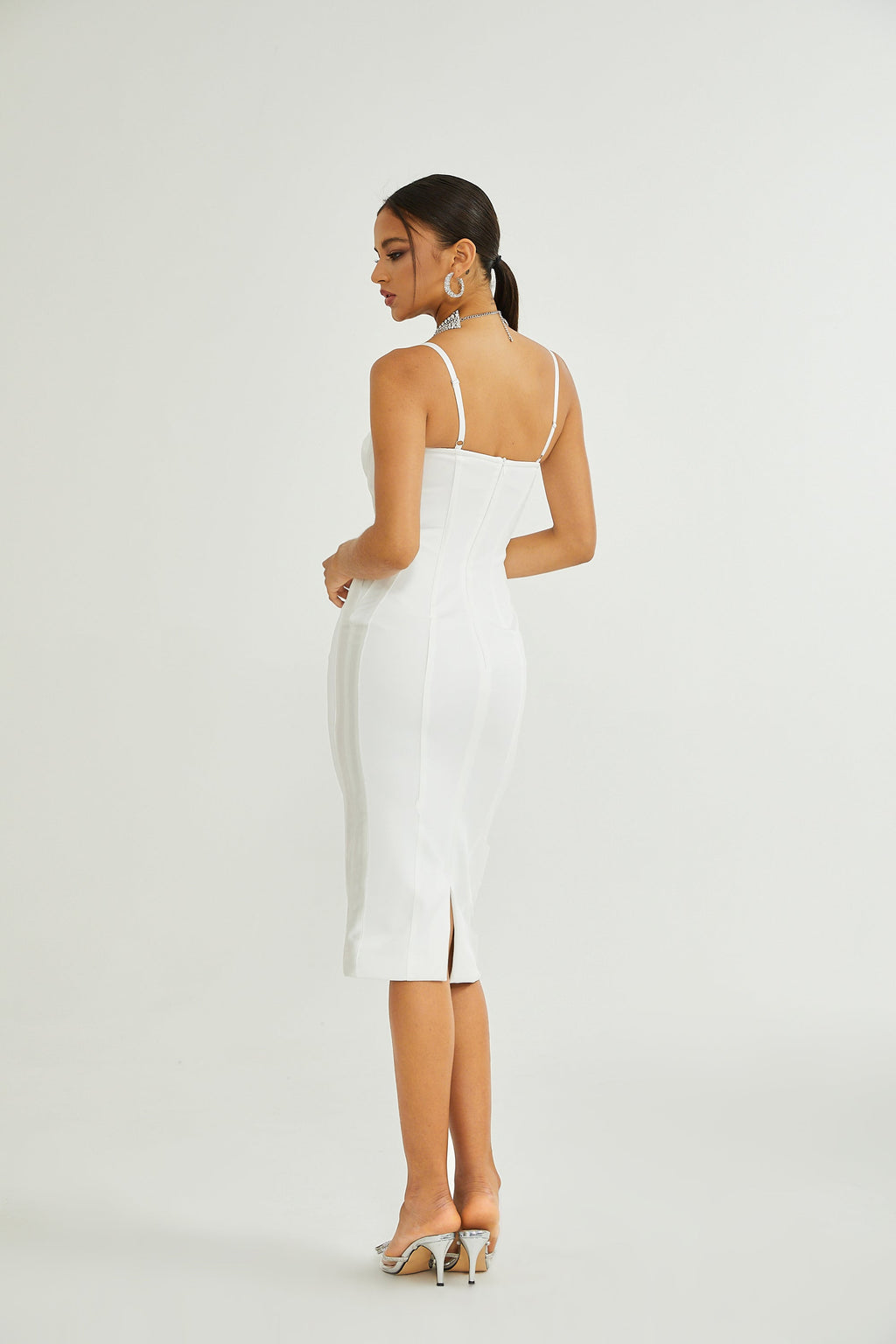 Λευκό Φόρεμα Με Μπουστάκι Muriel Και Μίντι Φόρεμα