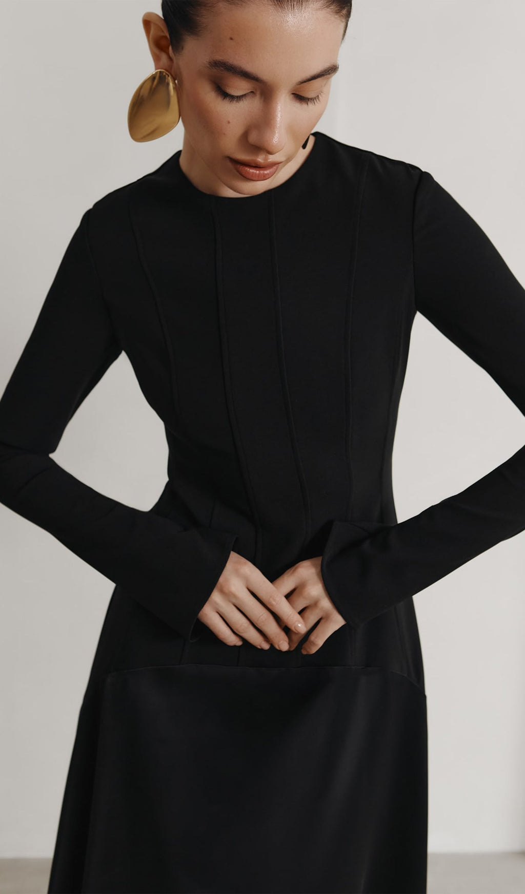 Πλεκτό Σατέν Μακρύ Φόρεμα