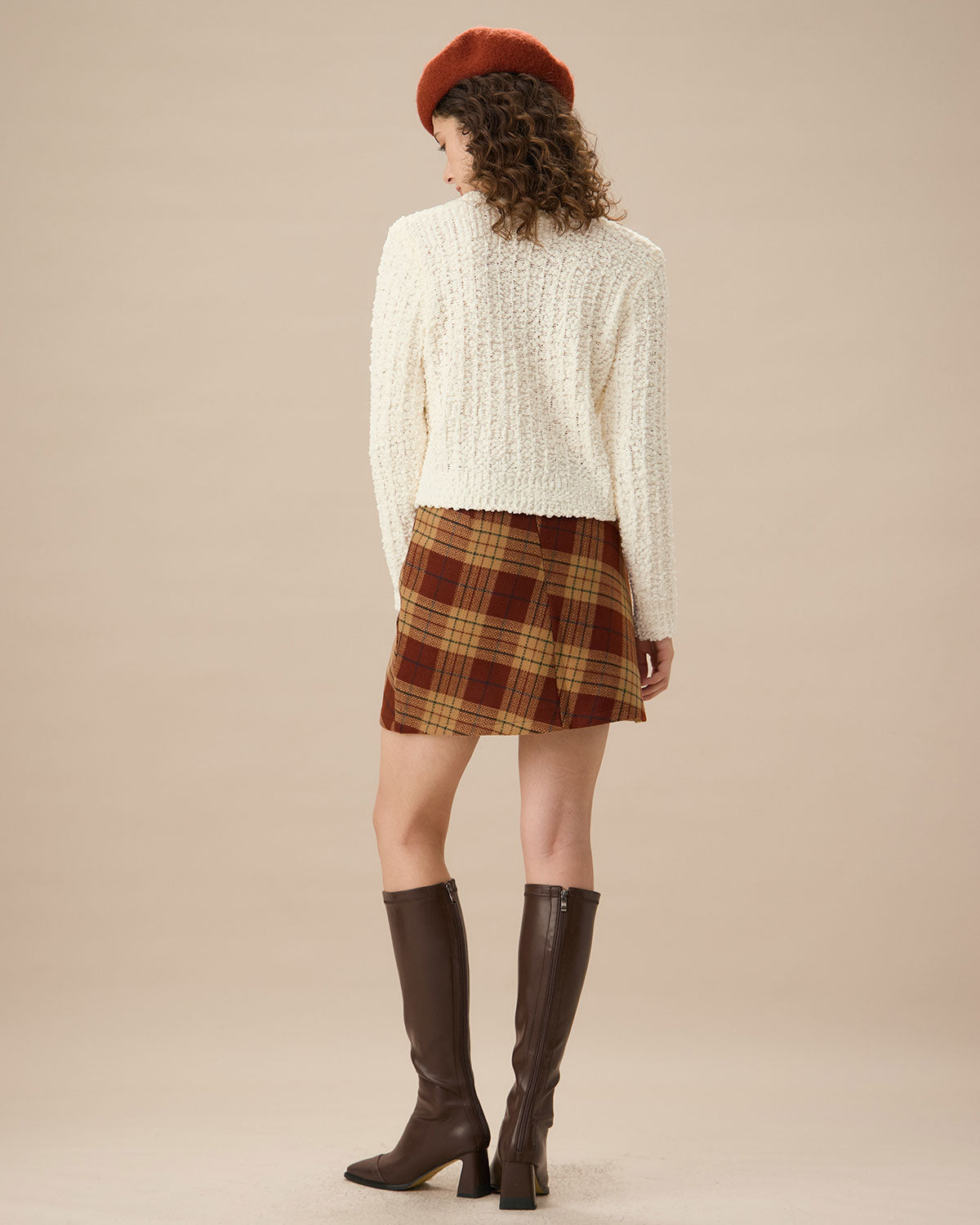 Πορτοκαλί Καρό Μίνι Φούστα Σε Γραμμή Α