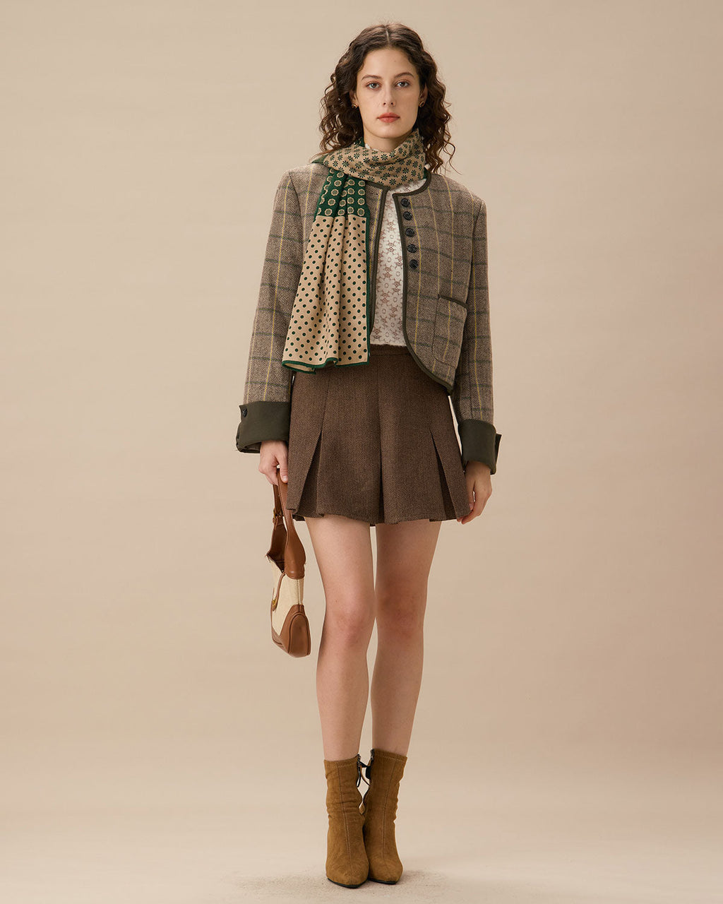 Πράσινο Καρό Μπουφάν Με Μία Τσέπη Και Κουμπιά