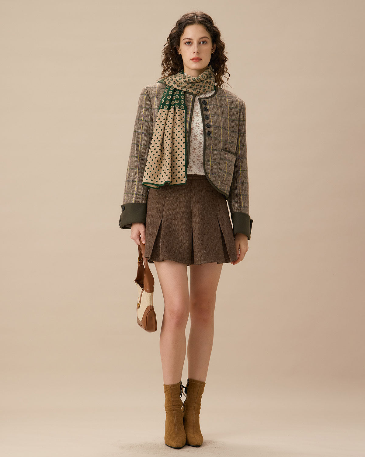 Πράσινο Καρό Μπουφάν Με Μία Τσέπη Και Κουμπιά