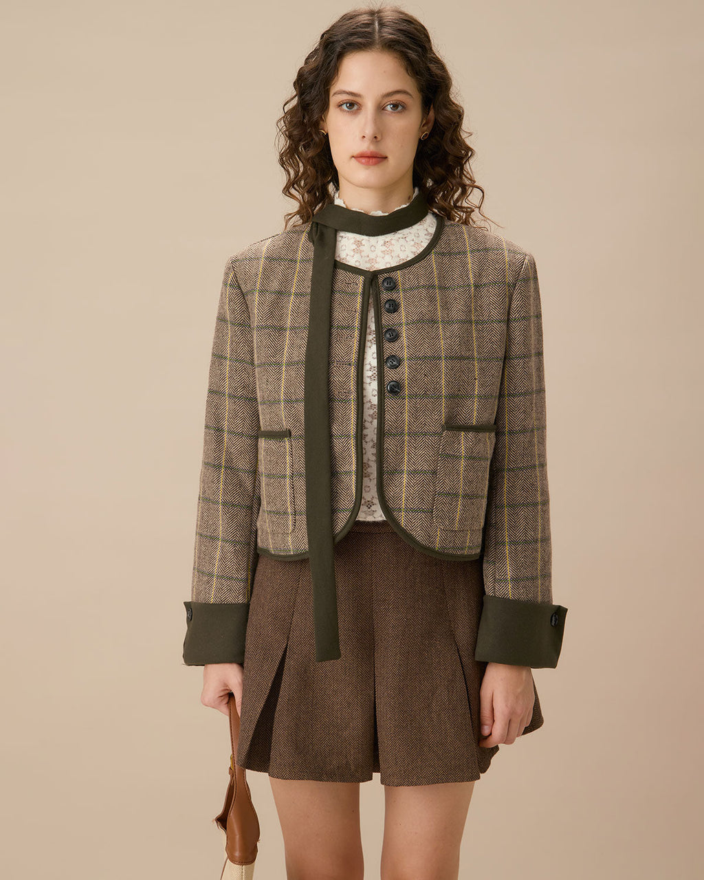 Πράσινο Καρό Μπουφάν Με Μία Τσέπη Και Κουμπιά