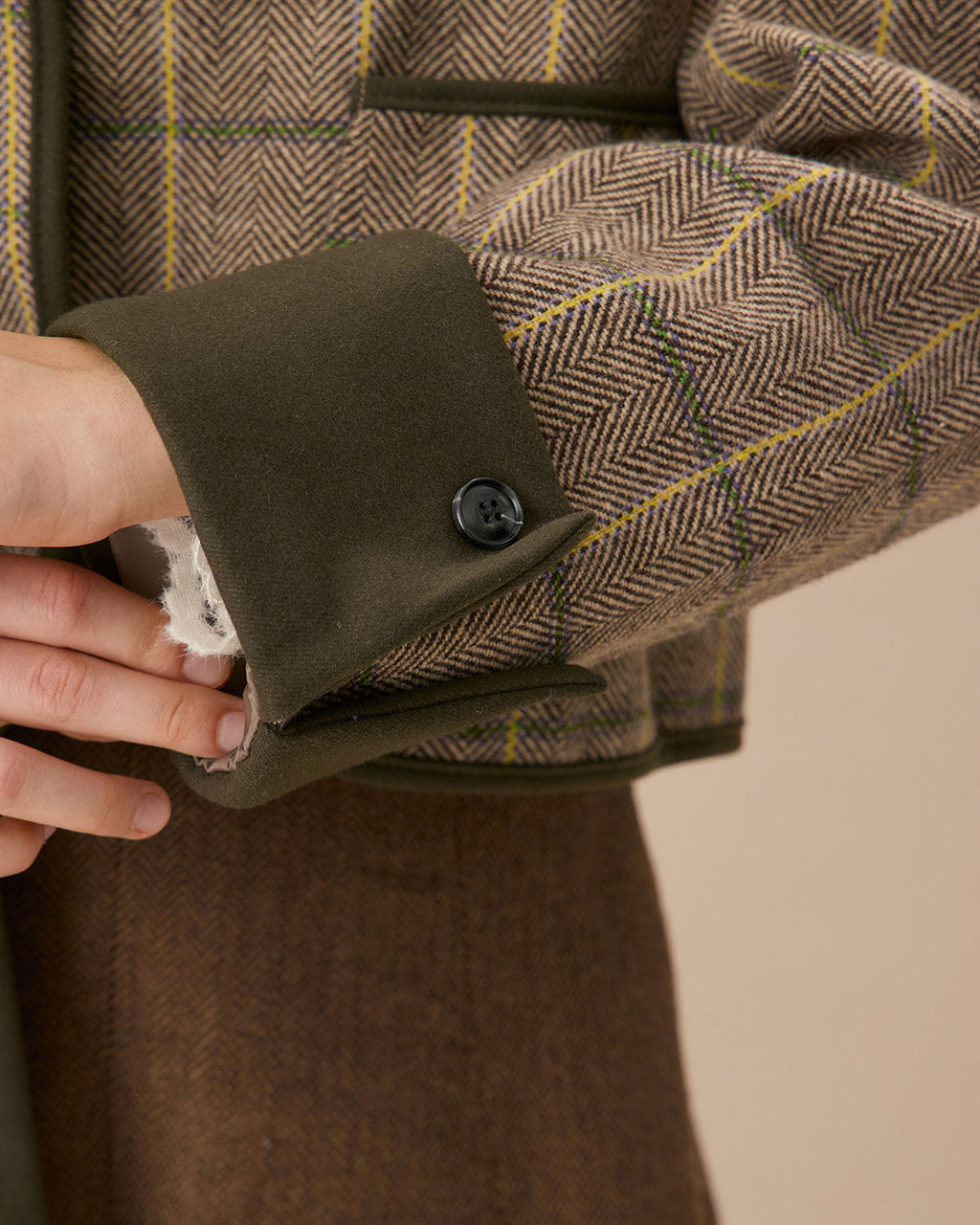 Πράσινο Καρό Μπουφάν Με Μία Τσέπη Και Κουμπιά