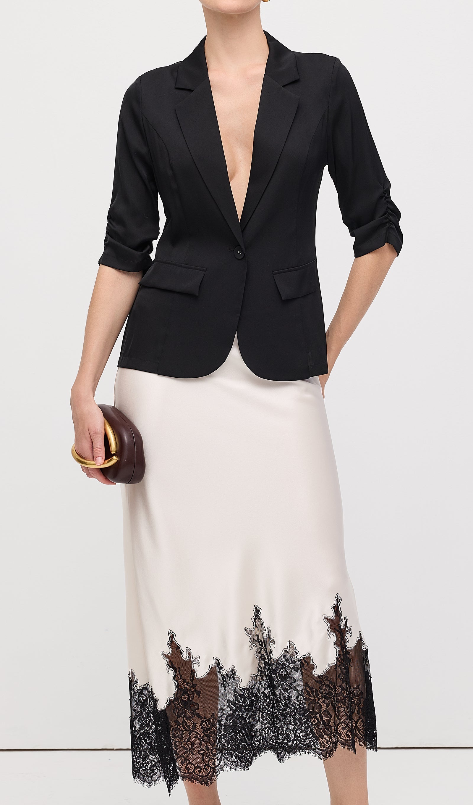 Φούστα Midi Από Δαντέλα Και Σατέν