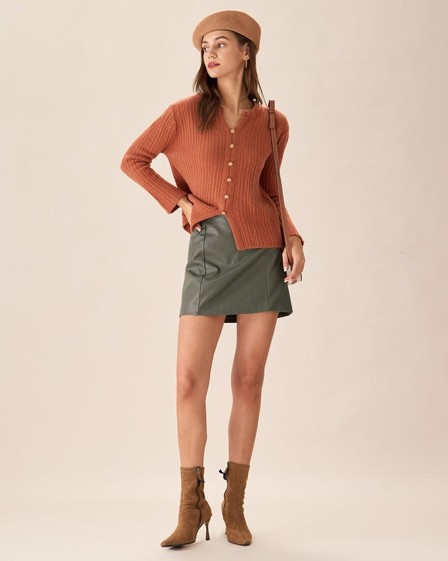 Ζακέτα Με Στενό Άνοιγμα Και Κουμπιά Σε Καραμέλα