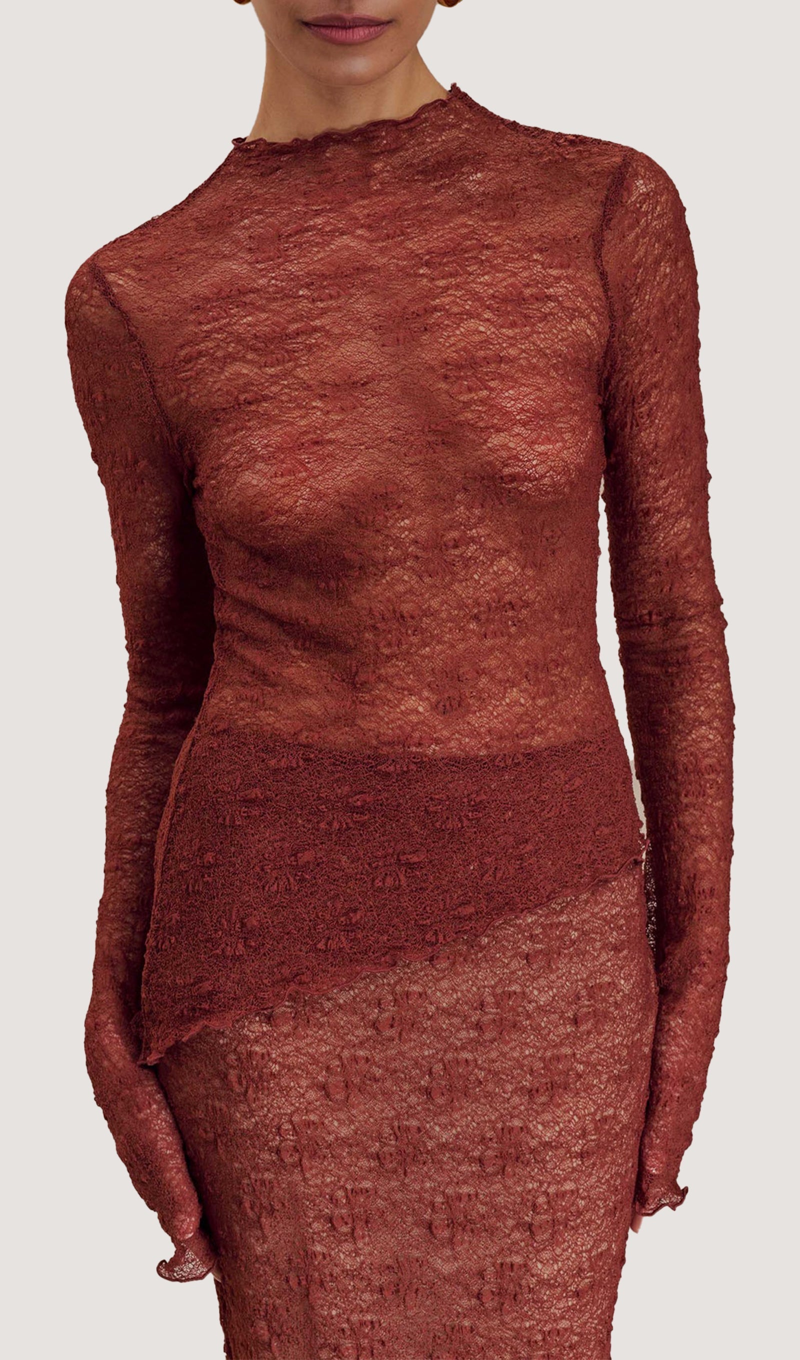 Σετ Φούστας Και Τοπ Με Διαφανή Δαντέλα