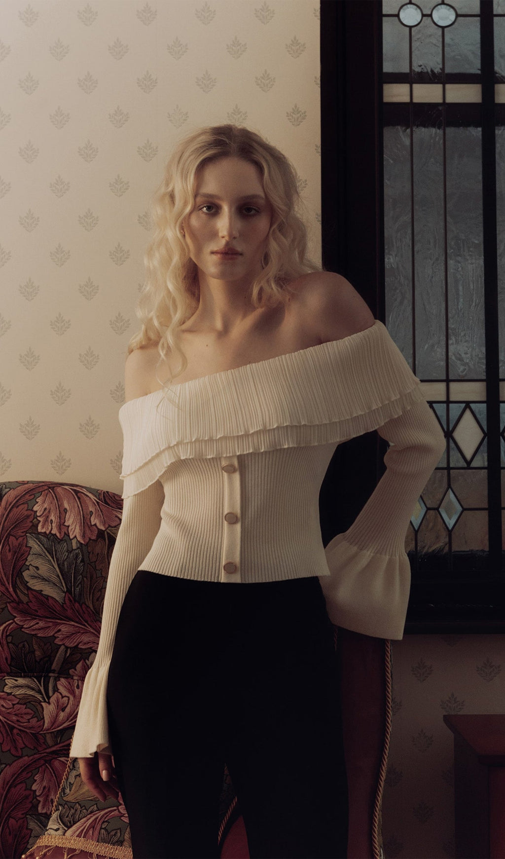 Flier Starplez Μπλούζα Με Βολάν Και Κουμπιά - Κρεμ