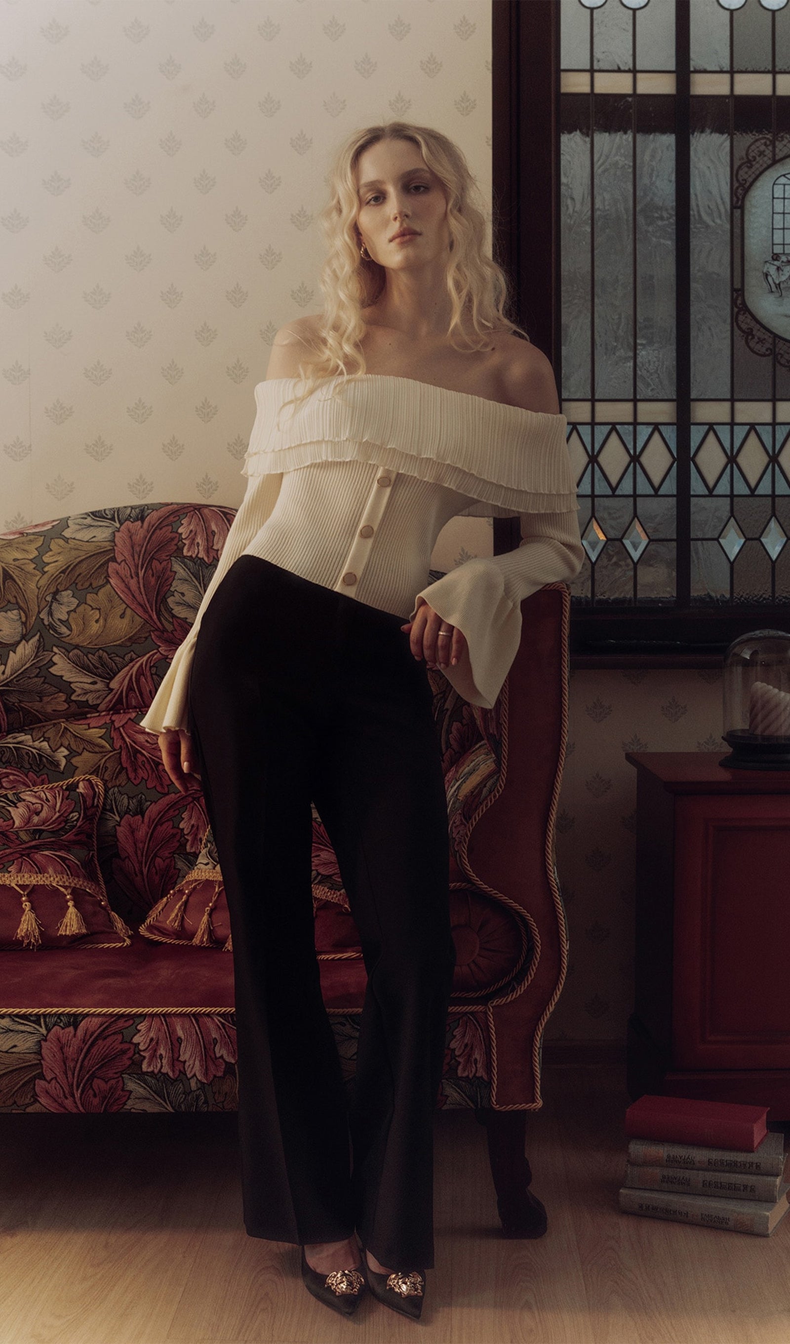 Flier Starplez Μπλούζα Με Βολάν Και Κουμπιά - Κρεμ