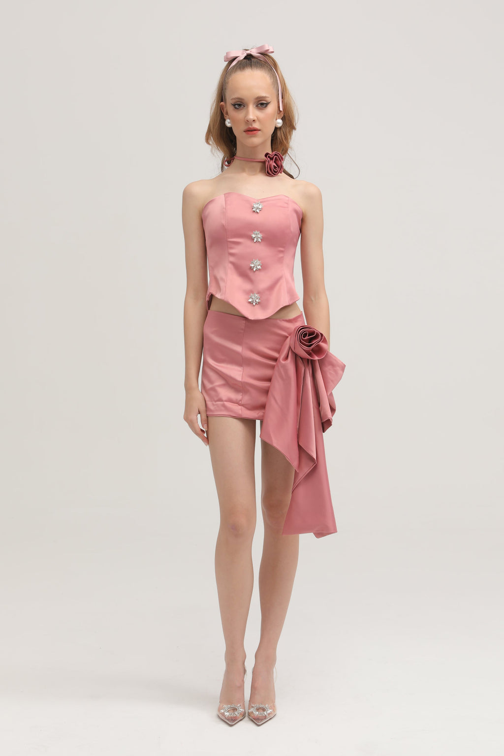 Σετ Κοντού Τοπ Και Φούστας Με Κέντημα Iris