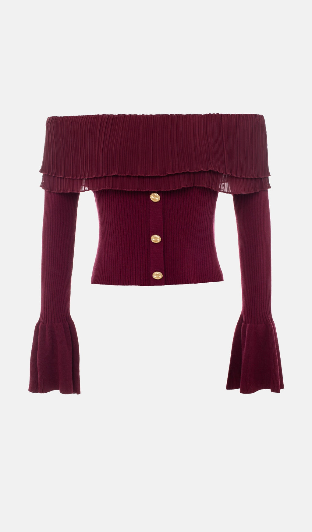 Μπλούζα Flier Starplez Με Βολάν Και Κουμπιά - Μπορντό