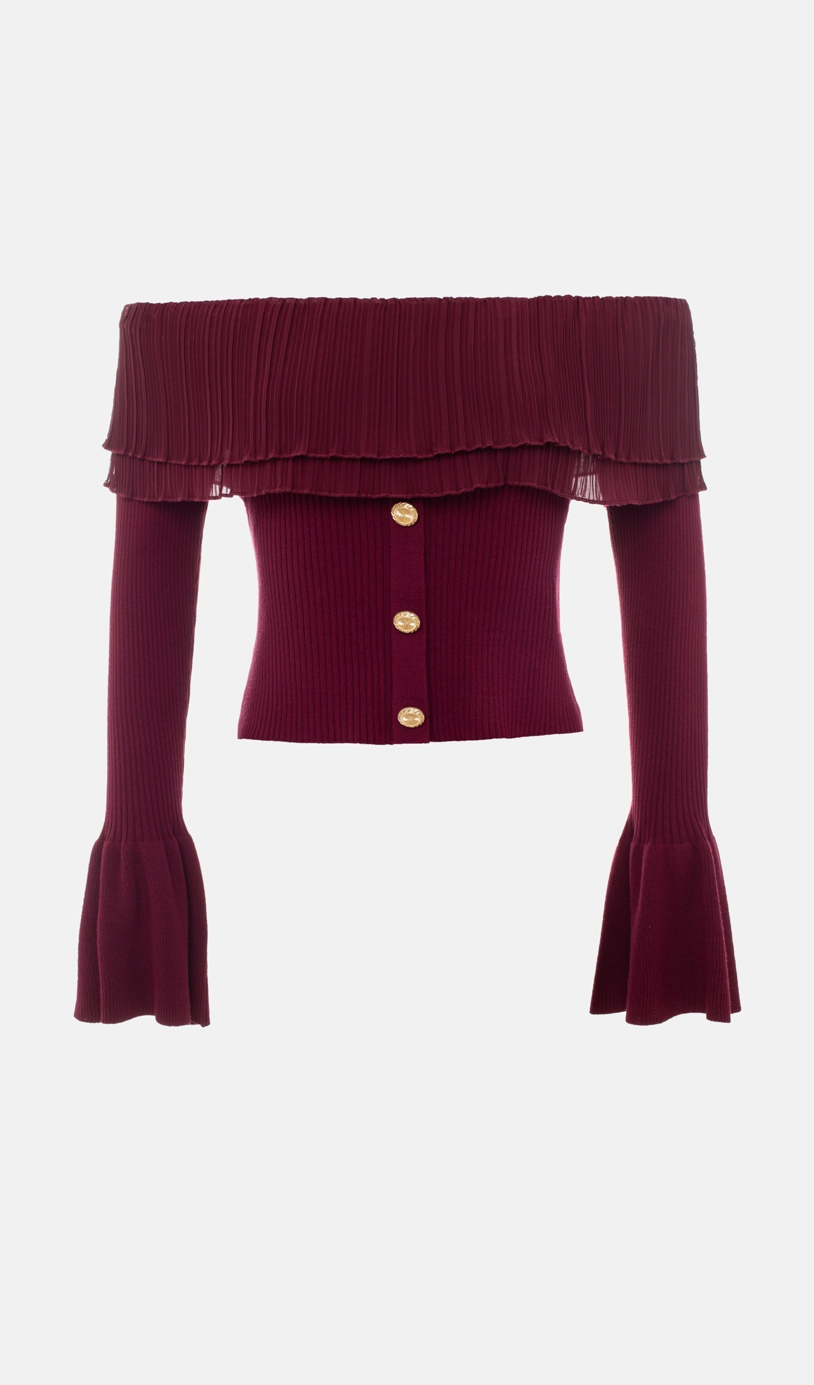 Μπλούζα Flier Starplez Με Βολάν Και Κουμπιά - Μπορντό