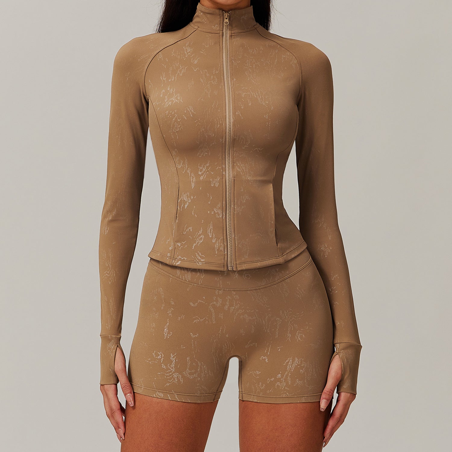 Αθλητικό Ζακετάκι Με Ψηλό Γιακά Και Ανάγλυφο Φερμουάρ