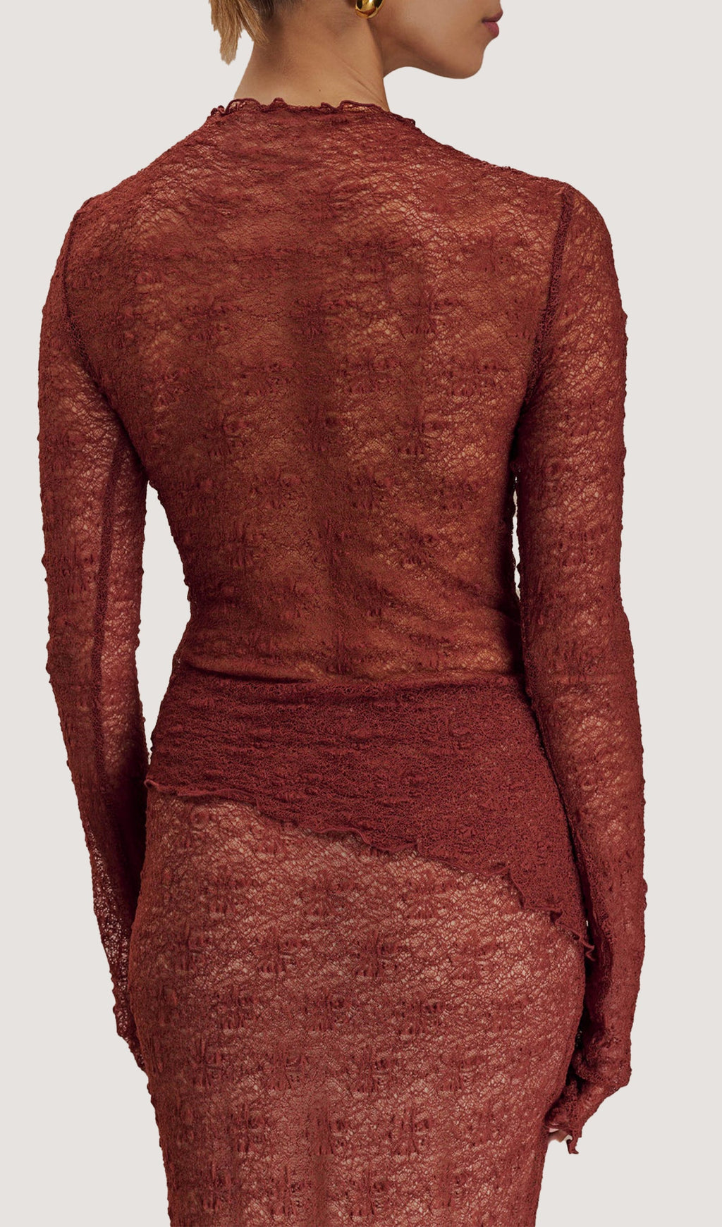 Σετ Φούστας Και Τοπ Με Διαφανή Δαντέλα