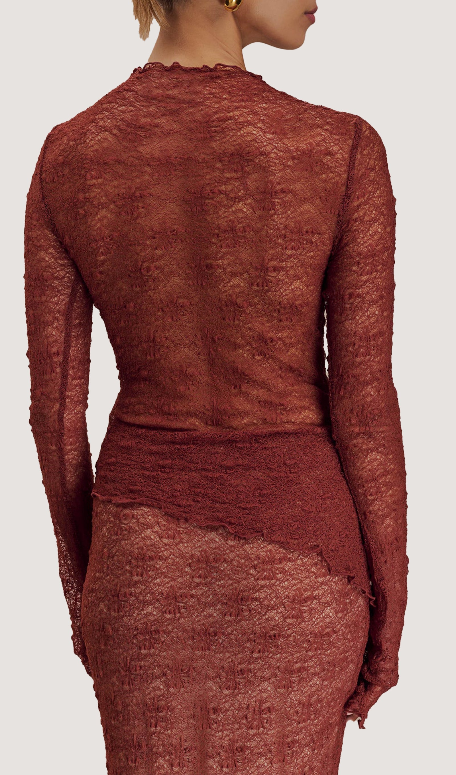 Σετ Φούστας Και Τοπ Με Διαφανή Δαντέλα