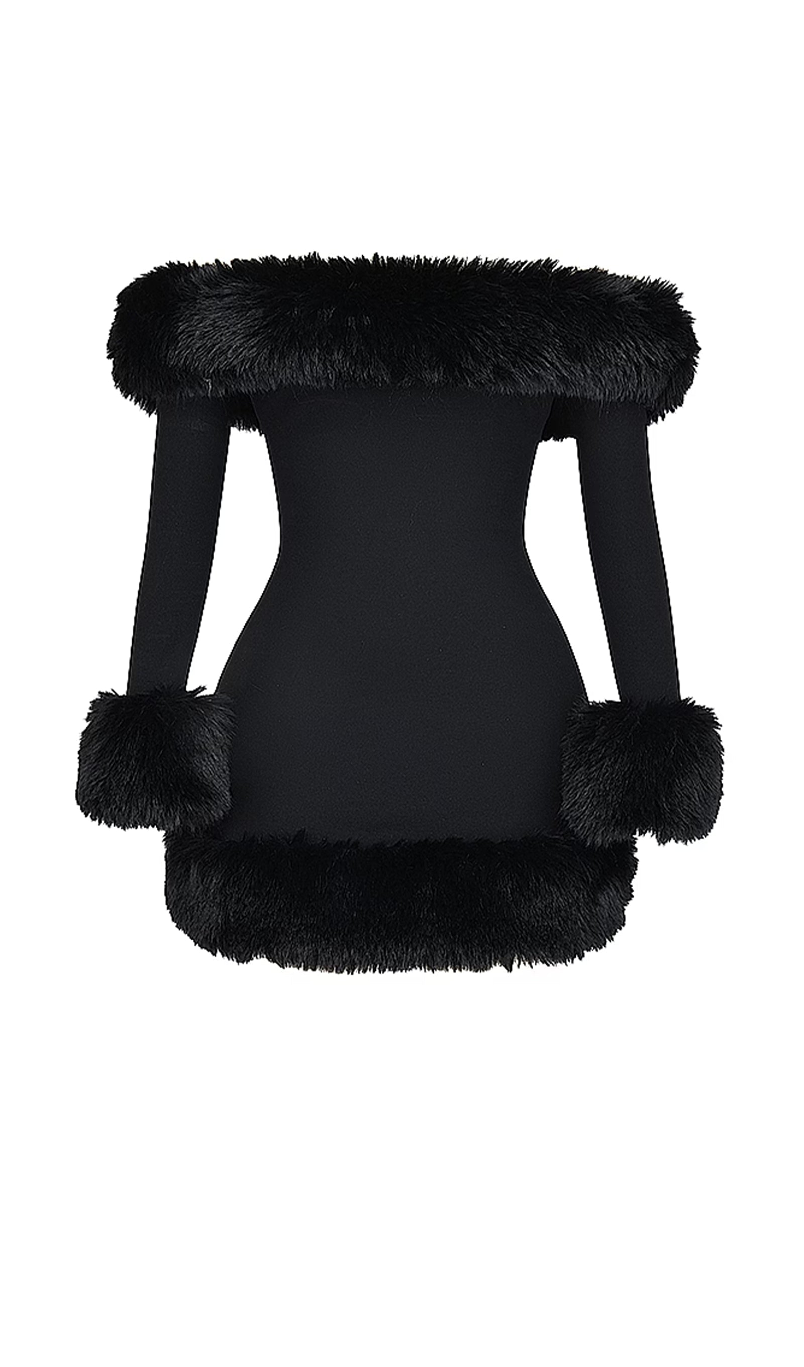 Φόρεμα Με Έξω Τους Ώμους Και Φούστα Madeleine Με Γούνινη Λεπτομέρεια