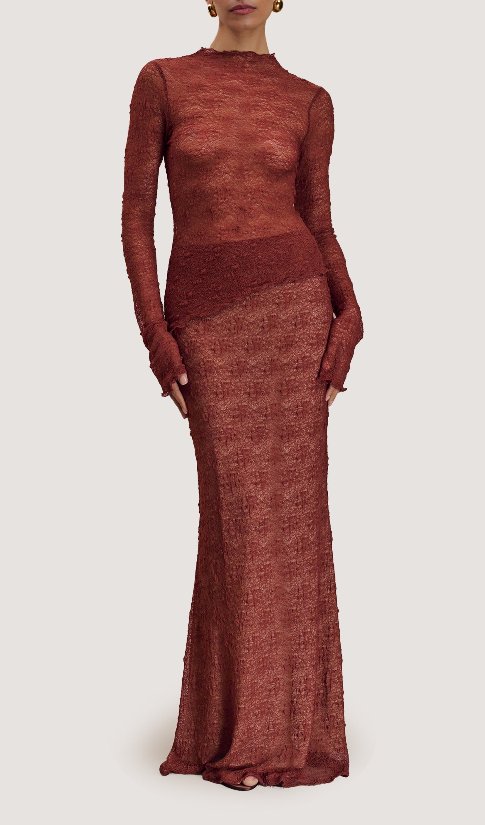 Σετ Φούστας Και Τοπ Με Διαφανή Δαντέλα