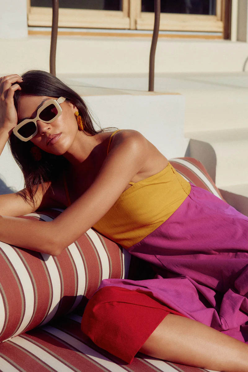 Φόρεμα Maxi Με Τιράντες Και Χρώματα