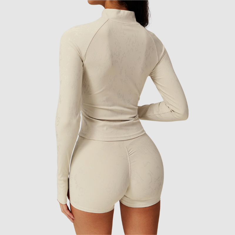 Αθλητικό Ζακετάκι Με Ψηλό Γιακά Και Ανάγλυφο Φερμουάρ