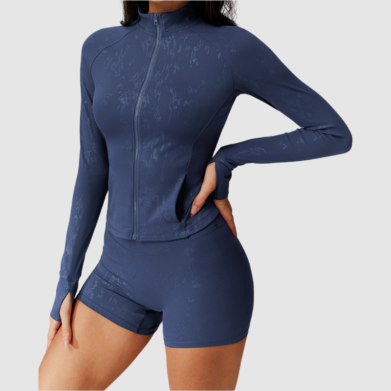 Αθλητικό Ζακετάκι Με Ψηλό Γιακά Και Ανάγλυφο Φερμουάρ