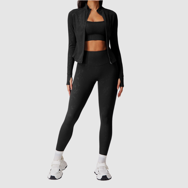 Αθλητικό Ζακετάκι Με Ψηλό Γιακά Και Ανάγλυφο Φερμουάρ