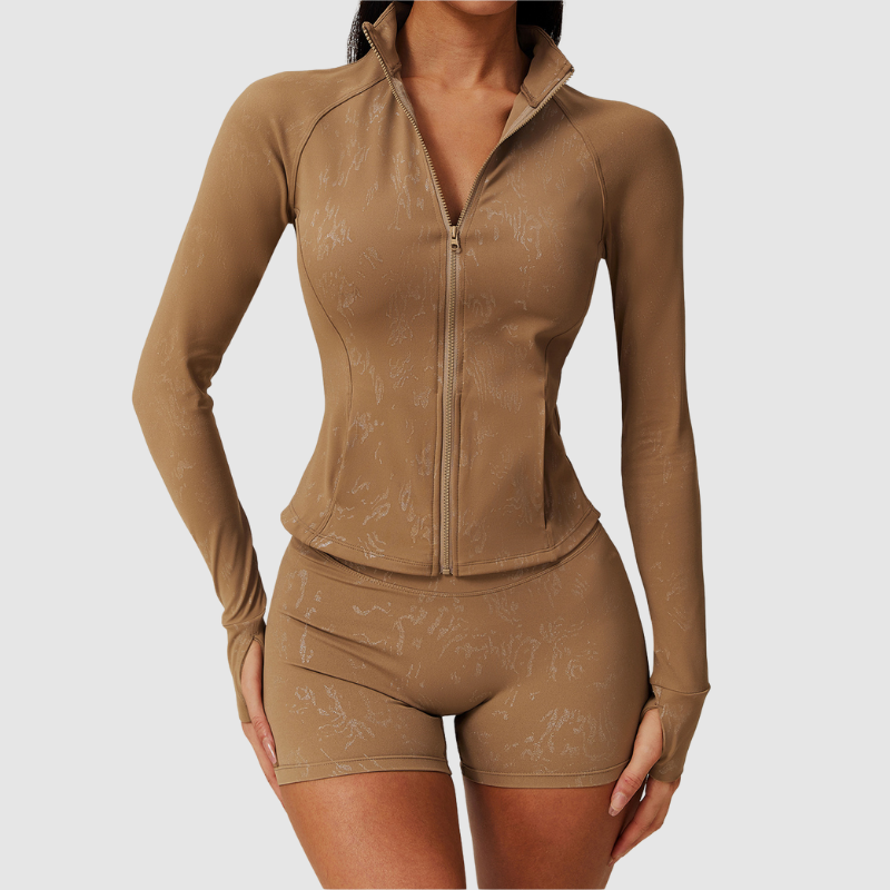 Αθλητικό Ζακετάκι Με Ψηλό Γιακά Και Ανάγλυφο Φερμουάρ