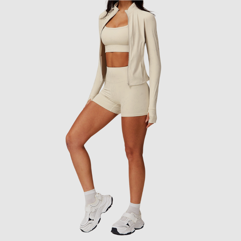 Αθλητικό Ζακετάκι Με Ψηλό Γιακά Και Ανάγλυφο Φερμουάρ