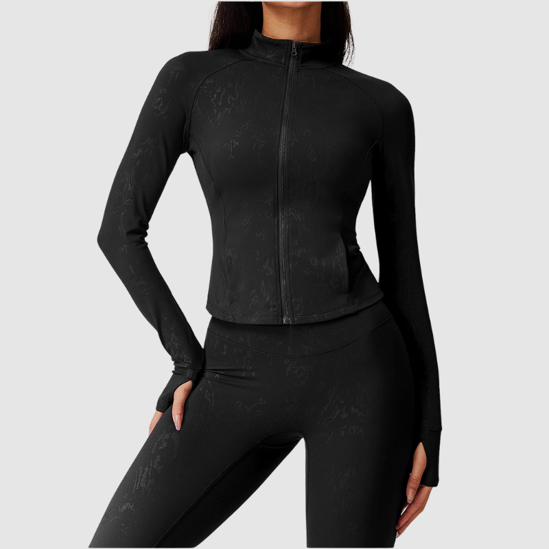 Αθλητικό Ζακετάκι Με Ψηλό Γιακά Και Ανάγλυφο Φερμουάρ