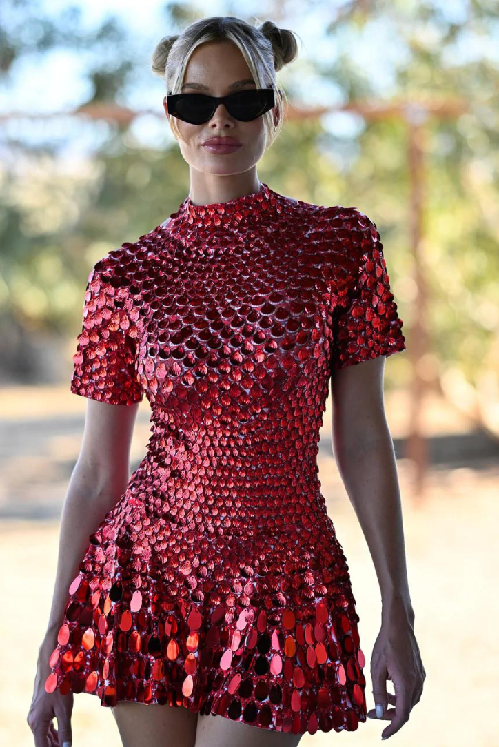 Μίνι Φόρεμα Kaia Με Ψηλό Ντεκολτέ Και Πούλιες