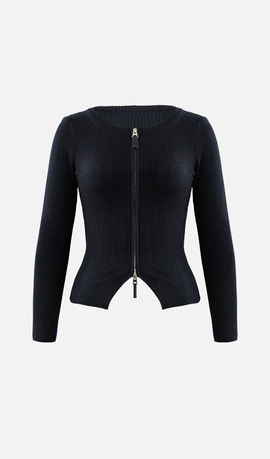 Πλεκτή Ζακέτα Με Φερμουάρ Και Ριμπ Ύφανση