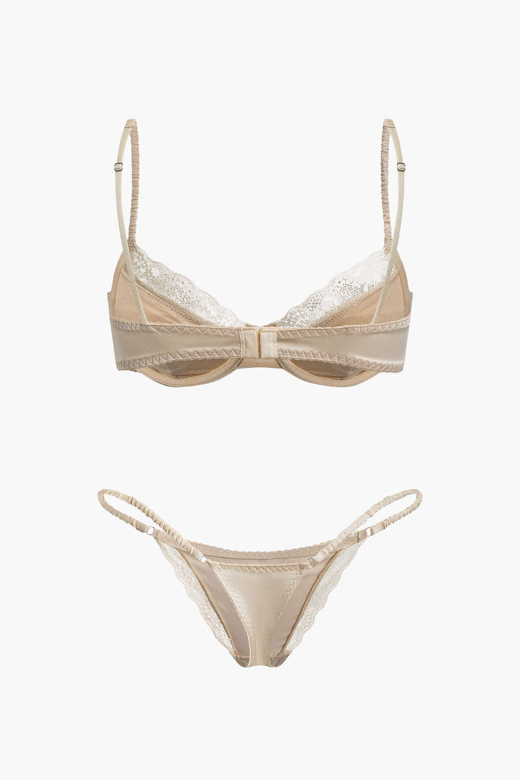 Σετ Εσωρούχων Δύο Τεμαχίων Με Σατέν Δαντέλα Και Κέντημα Στο Μπούστο