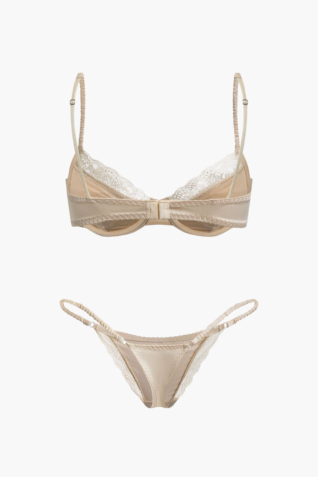 Σετ Εσωρούχων Δύο Τεμαχίων Με Σατέν Δαντέλα Και Κέντημα Στο Μπούστο