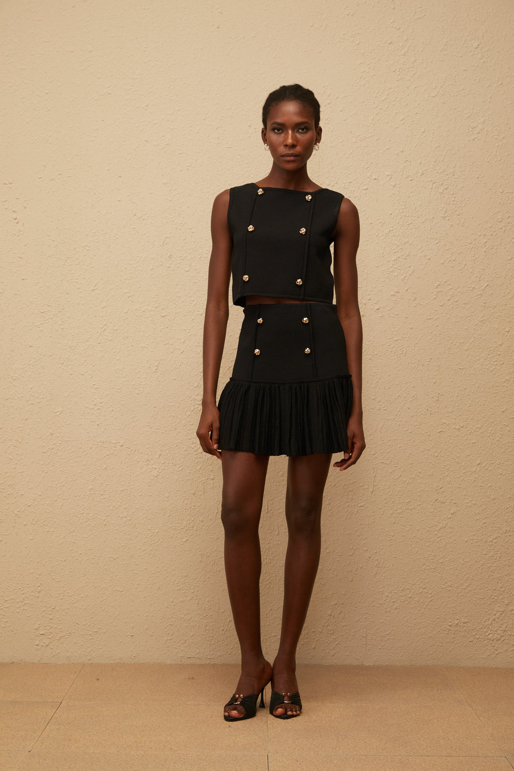 Σετ Τοπ Και Φούστας Georgia Black Knit