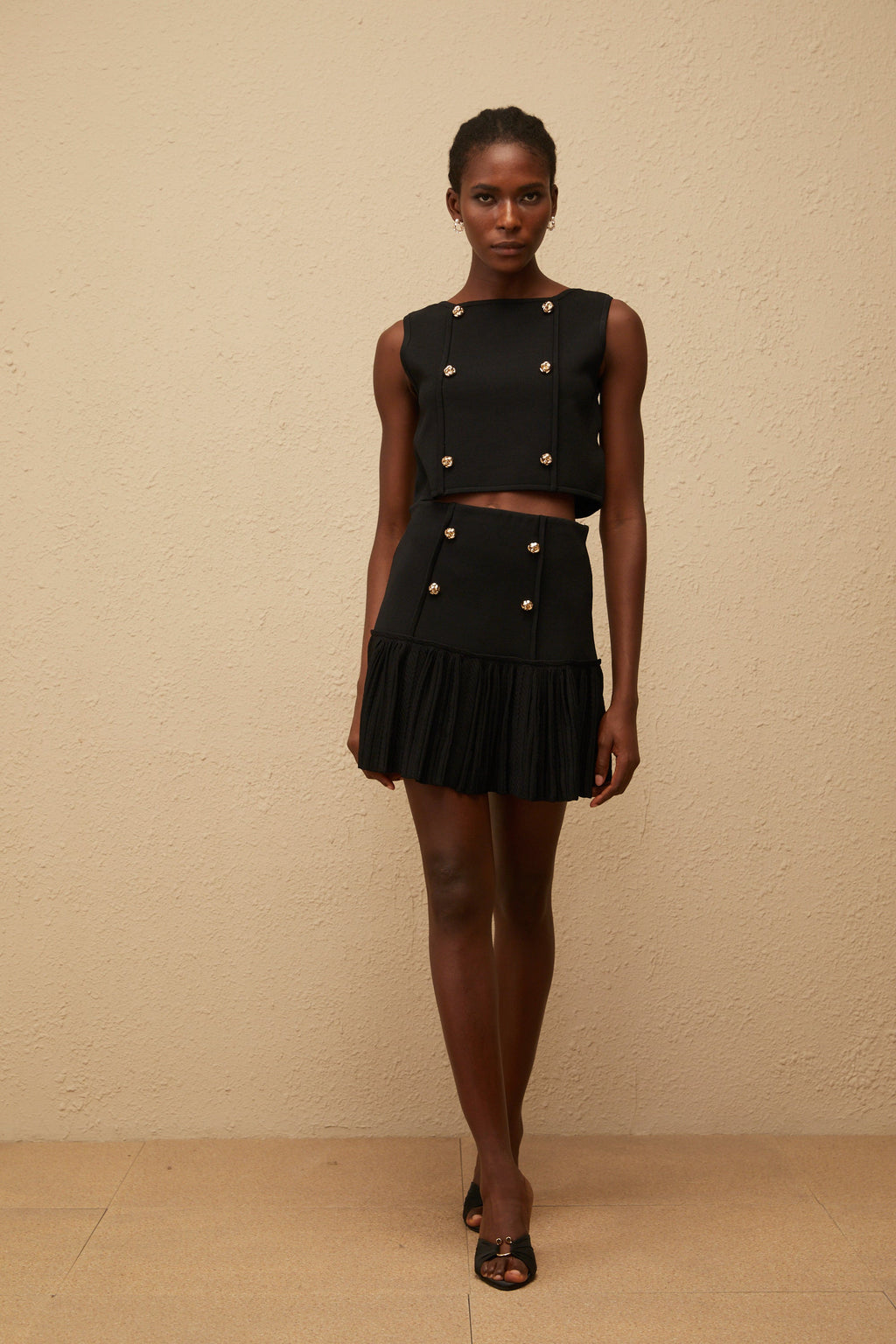 Σετ Τοπ Και Φούστας Georgia Black Knit