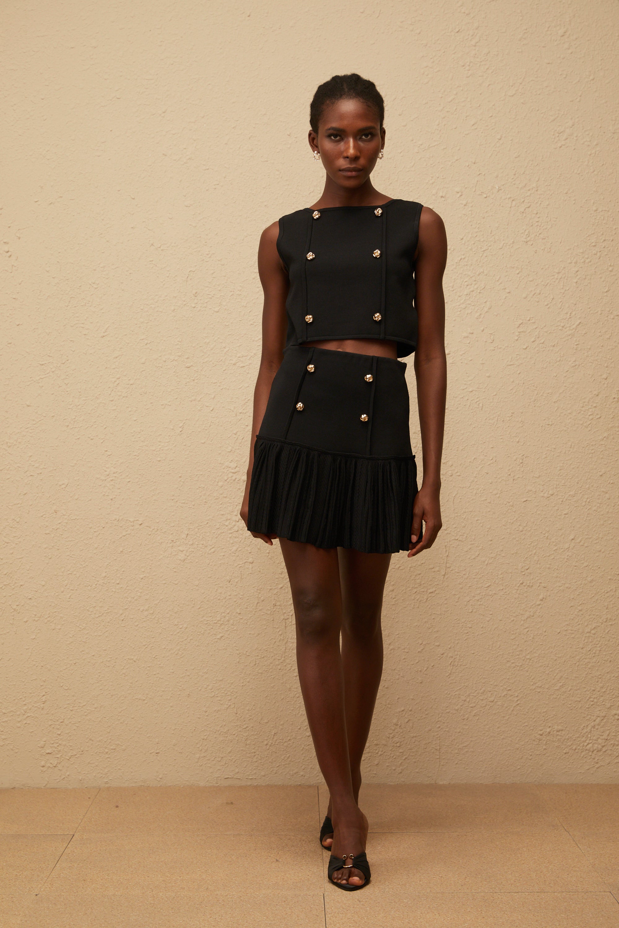 Σετ Τοπ Και Φούστας Georgia Black Knit