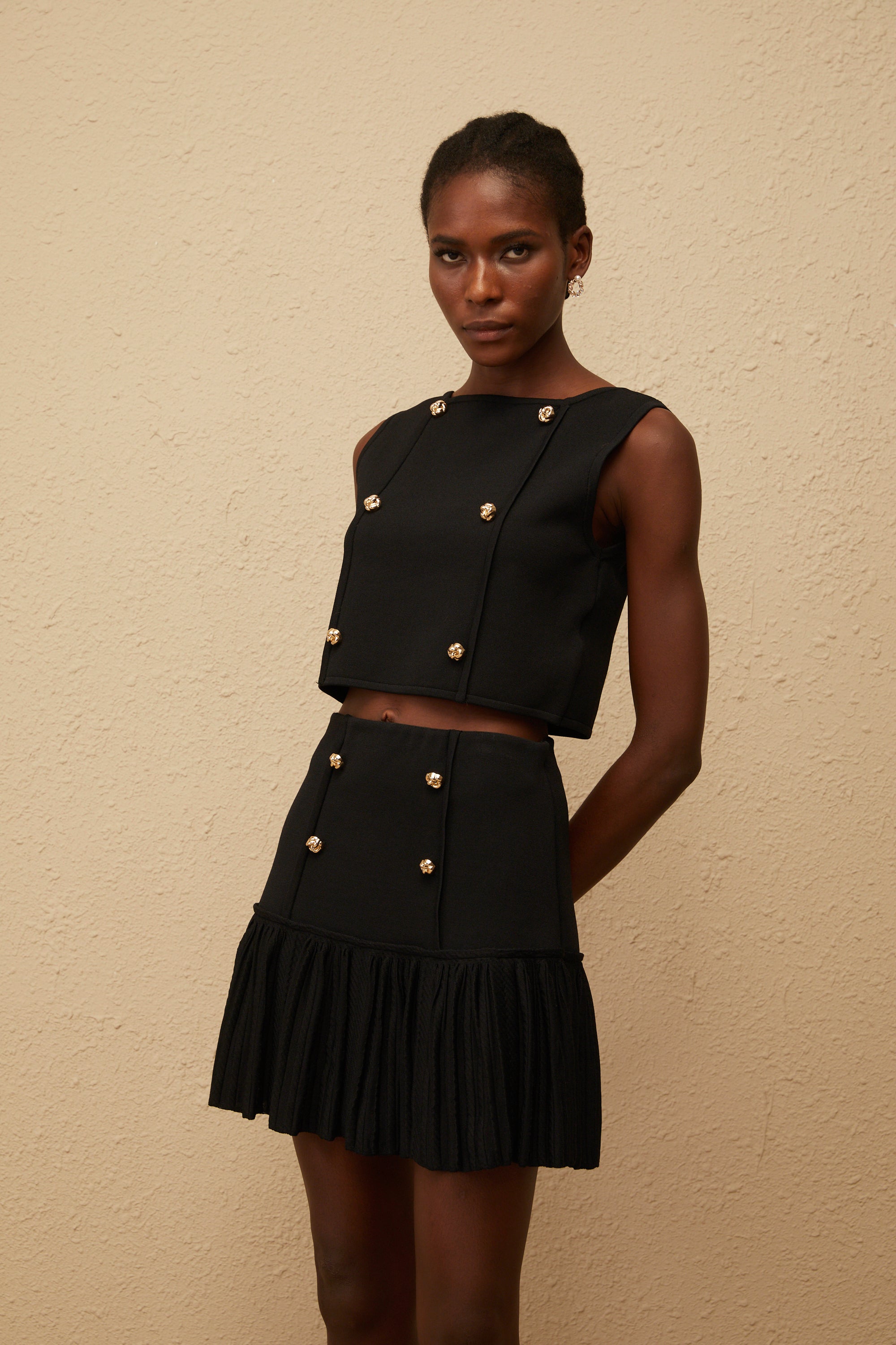 Σετ Τοπ Και Φούστας Georgia Black Knit