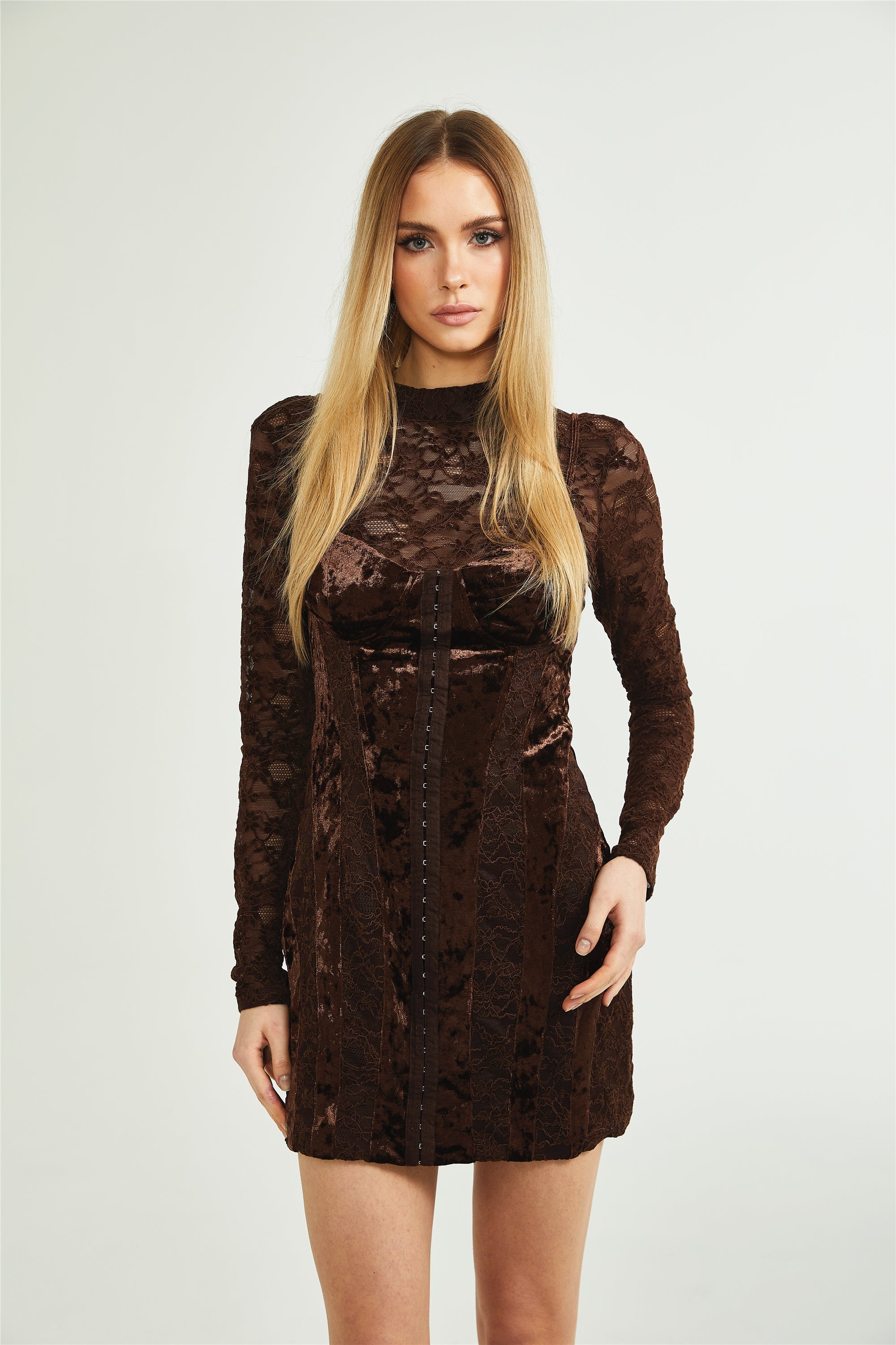 Μίνι Φόρεμα Fleur Guipure Lace Velvet