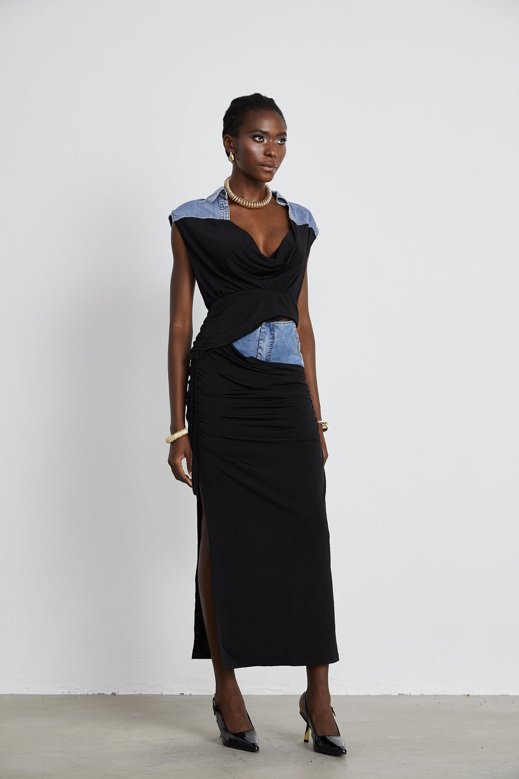 Σετ Ασορτί Μπλούζας Και Φούστας Από Τζιν Με Επένδυση Nala Jersey