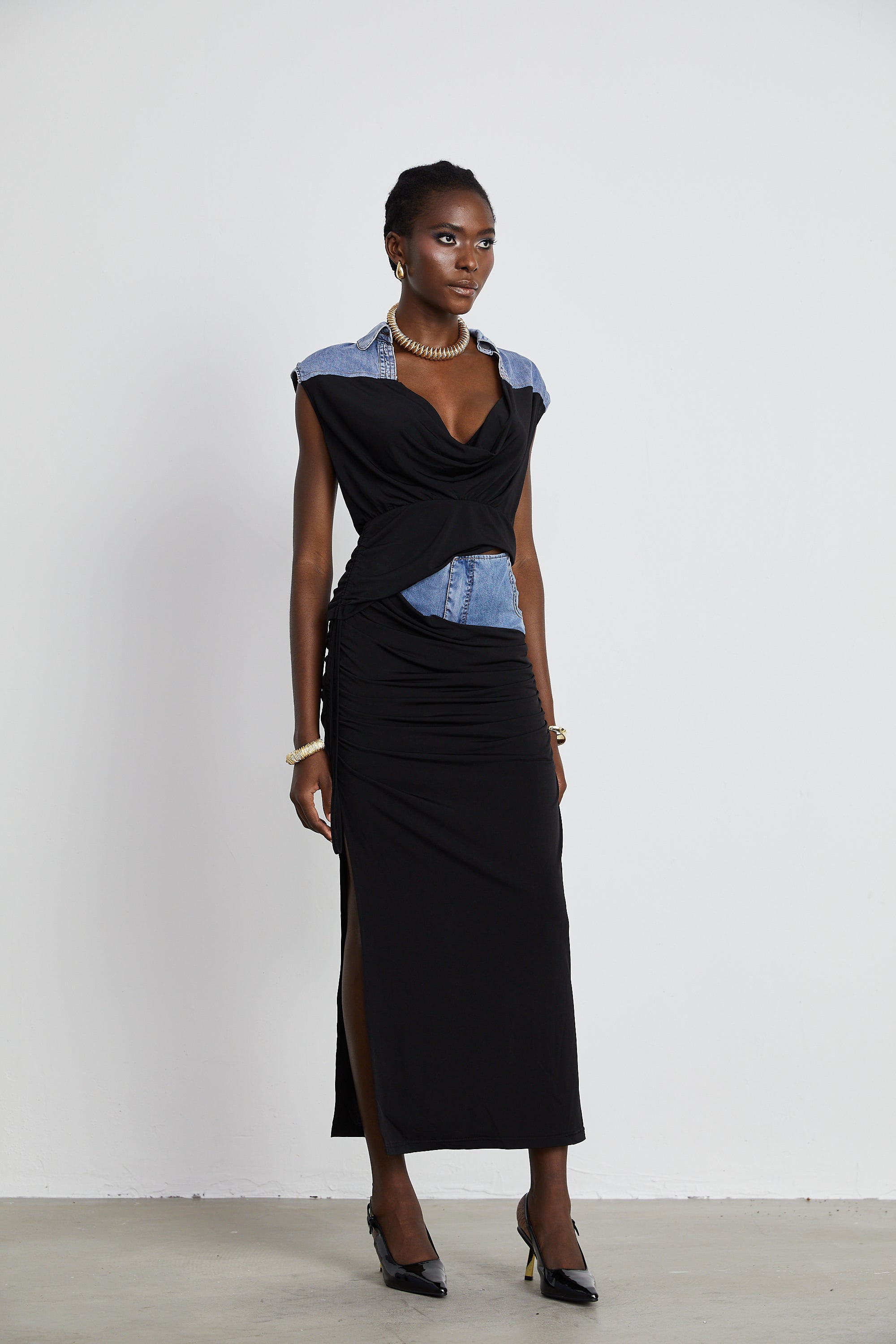 Σετ Ασορτί Μπλούζας Και Φούστας Από Τζιν Με Επένδυση Nala Jersey