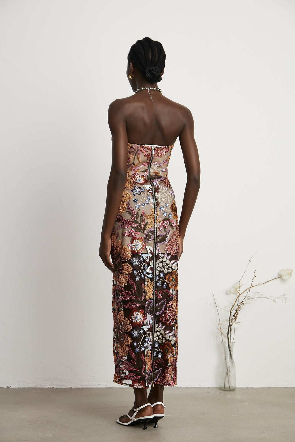 Φόρεμα Μίντι Με Κέντημα Και Πολύχρωμα Λουλούδια, Με Πούλιες Και Prints Thérèse