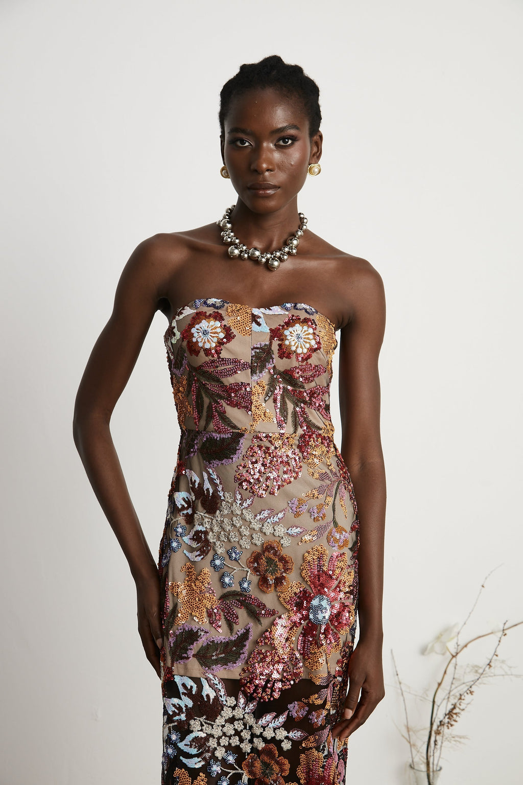 Φόρεμα Μίντι Με Κέντημα Και Πολύχρωμα Λουλούδια, Με Πούλιες Και Prints Thérèse