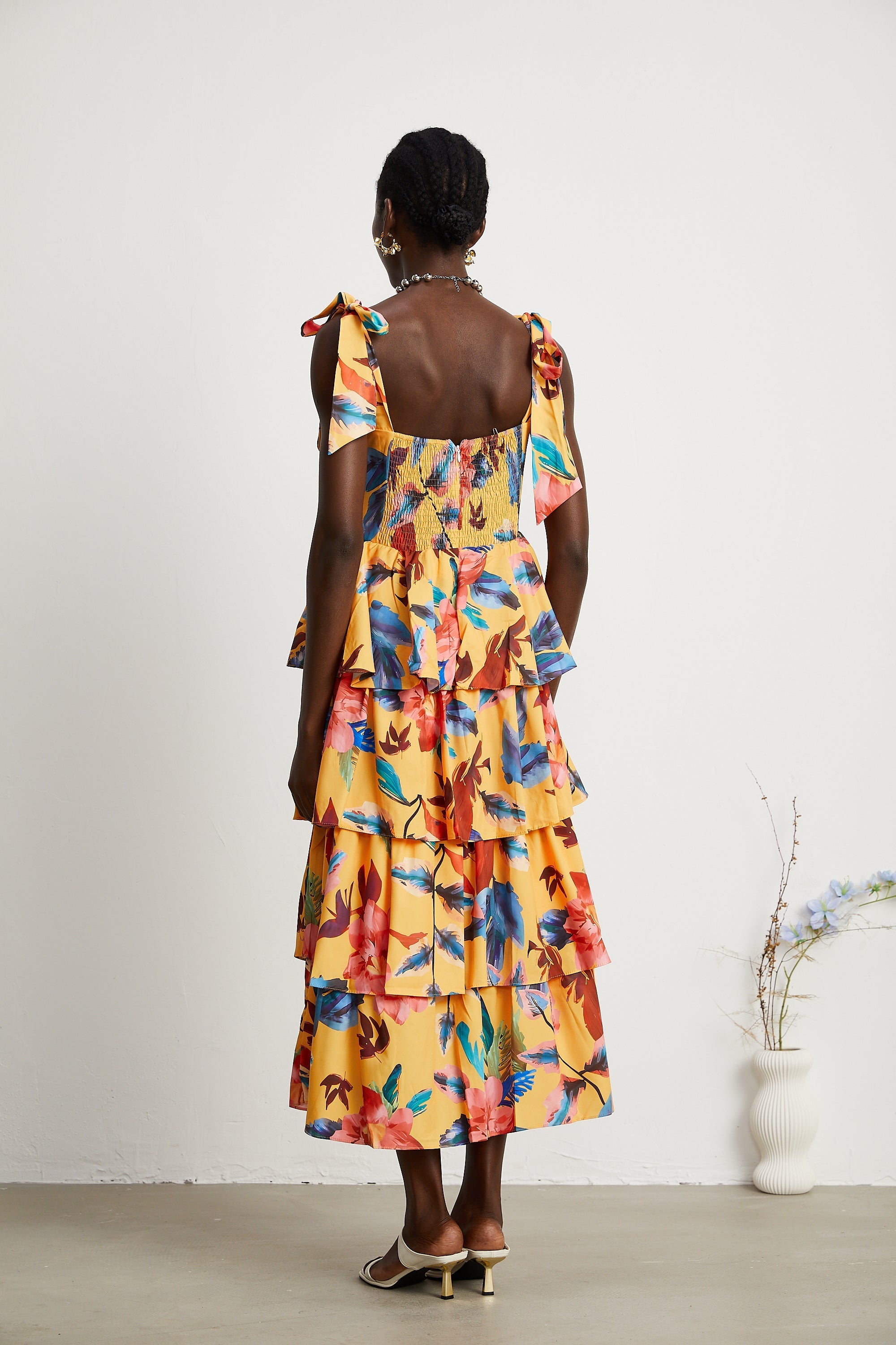 Φόρεμα Μίντι Με Φλοράλ Μοτίβο Enora Σε Στρώσεις