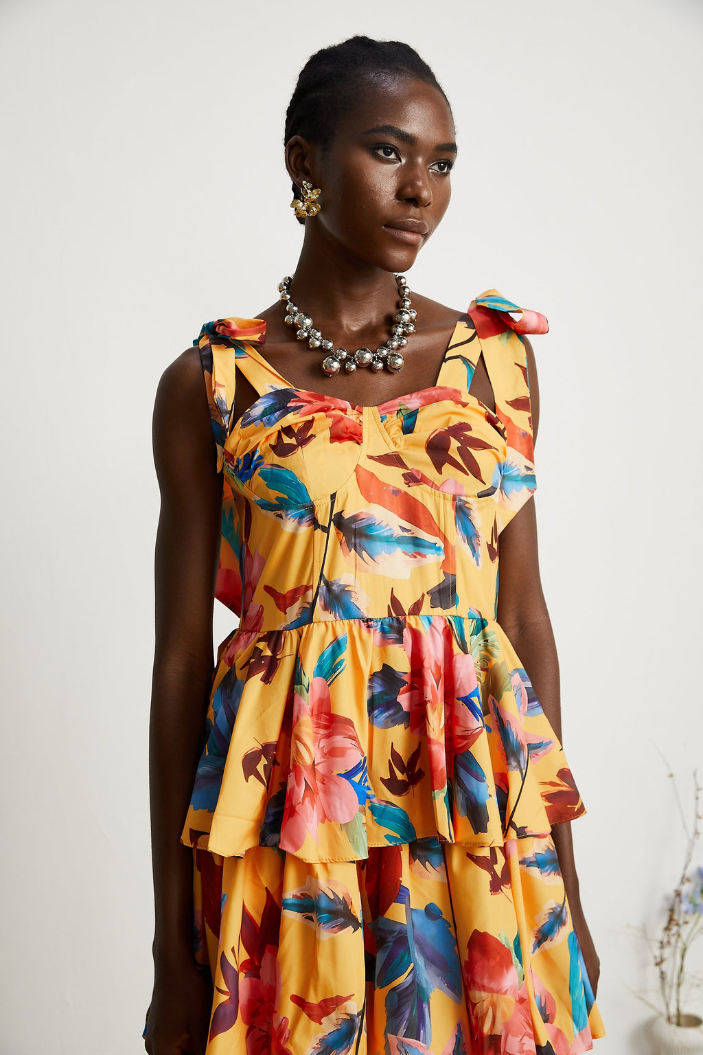 Φόρεμα Μίντι Με Φλοράλ Μοτίβο Enora Σε Στρώσεις