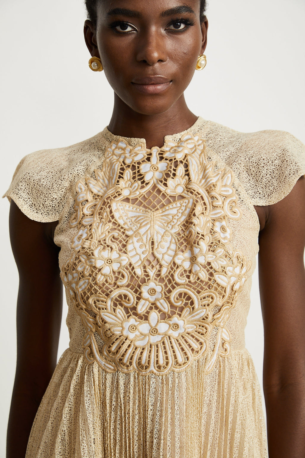 Φόρεμα Μίντι Με Κέντημα Nerissa Με Πλισέ Σχέδιο