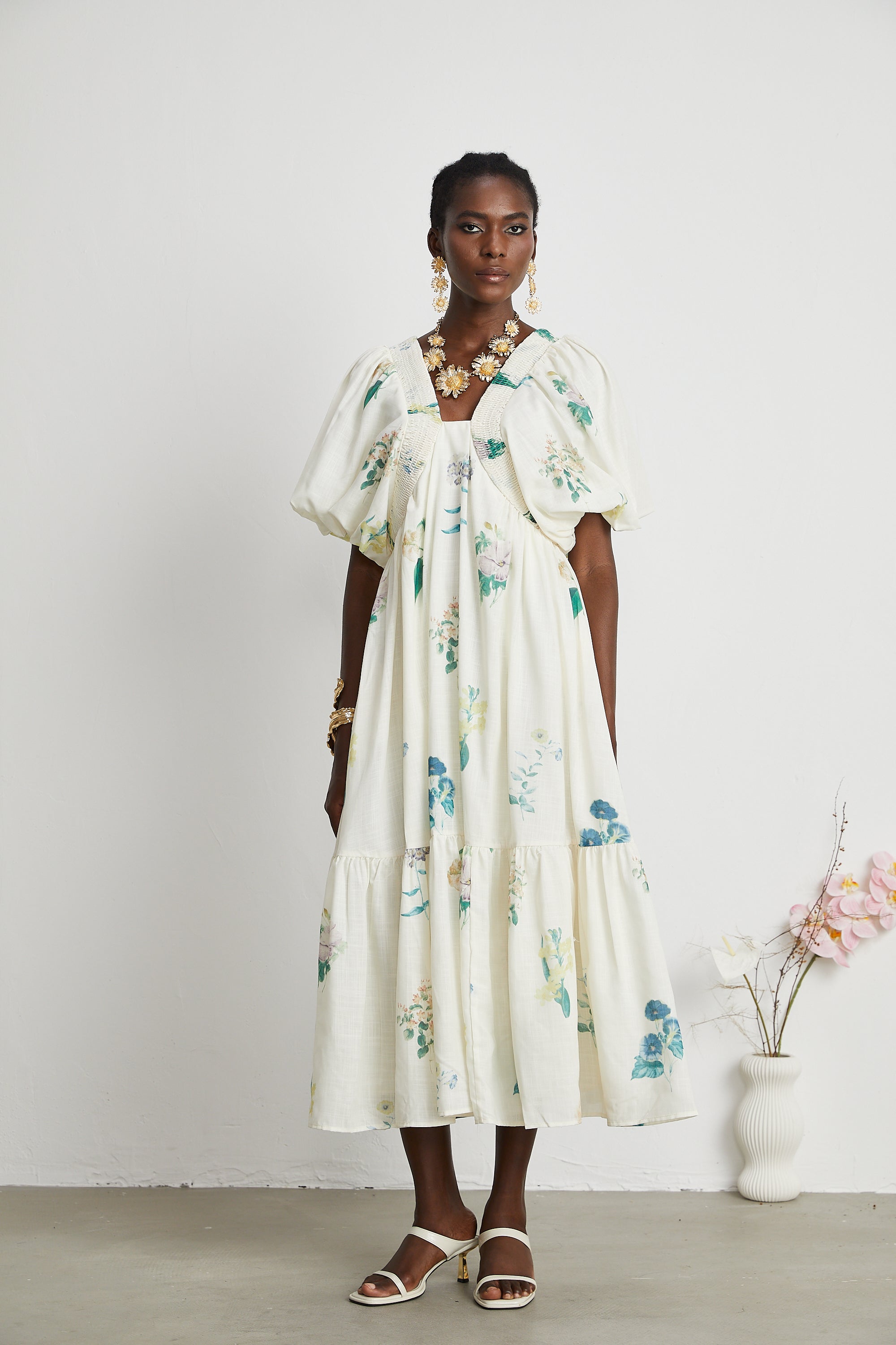 Μίντι Φόρεμα Cyrielle V-Neck Floral Print