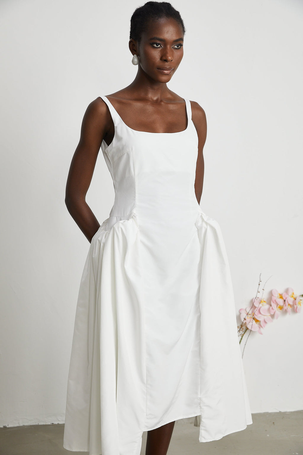 Φόρεμα Μίντι Από Πλισέ Βαμβακερό Ποπλίνα Ingrid