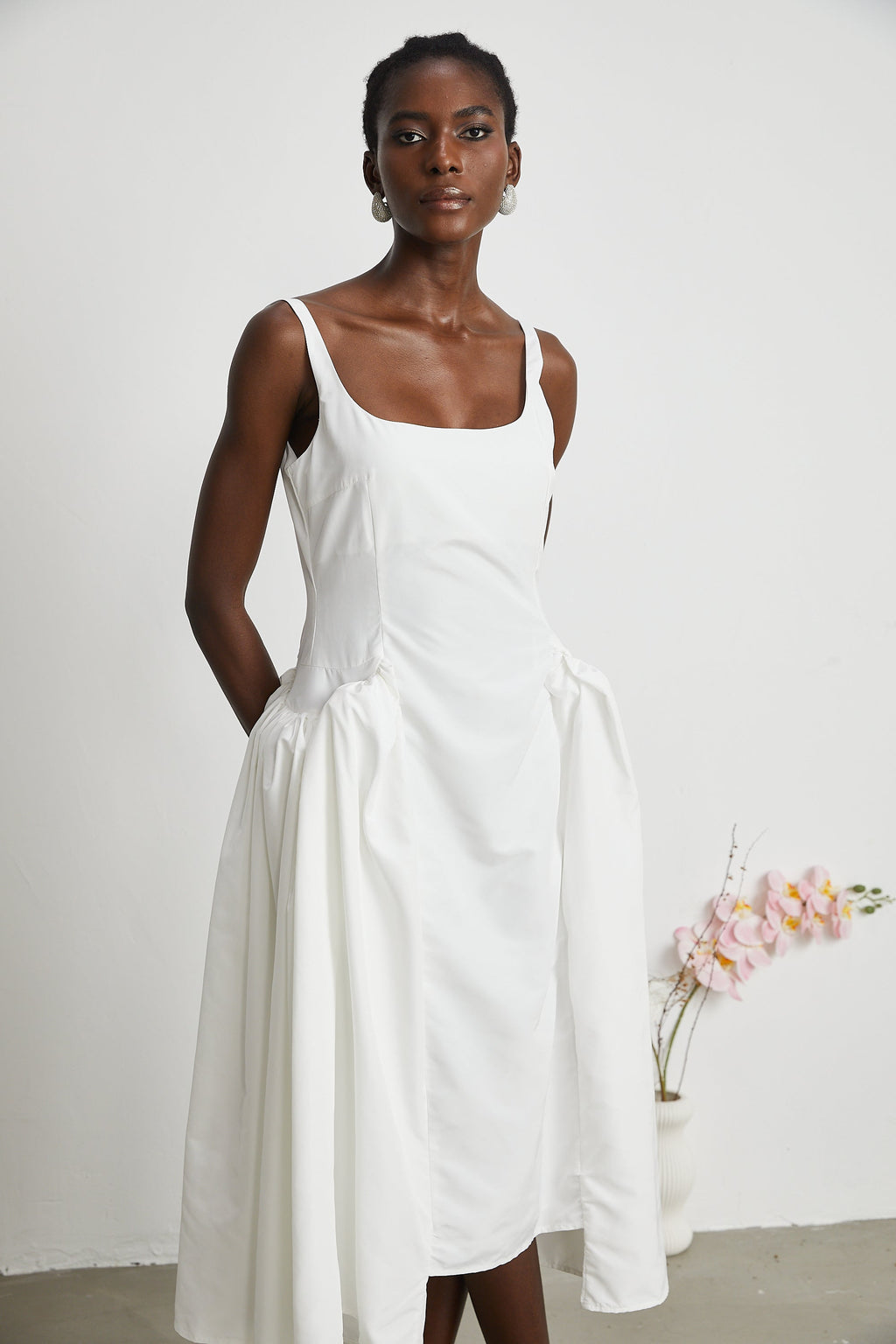 Φόρεμα Μίντι Από Πλισέ Βαμβακερό Ποπλίνα Ingrid