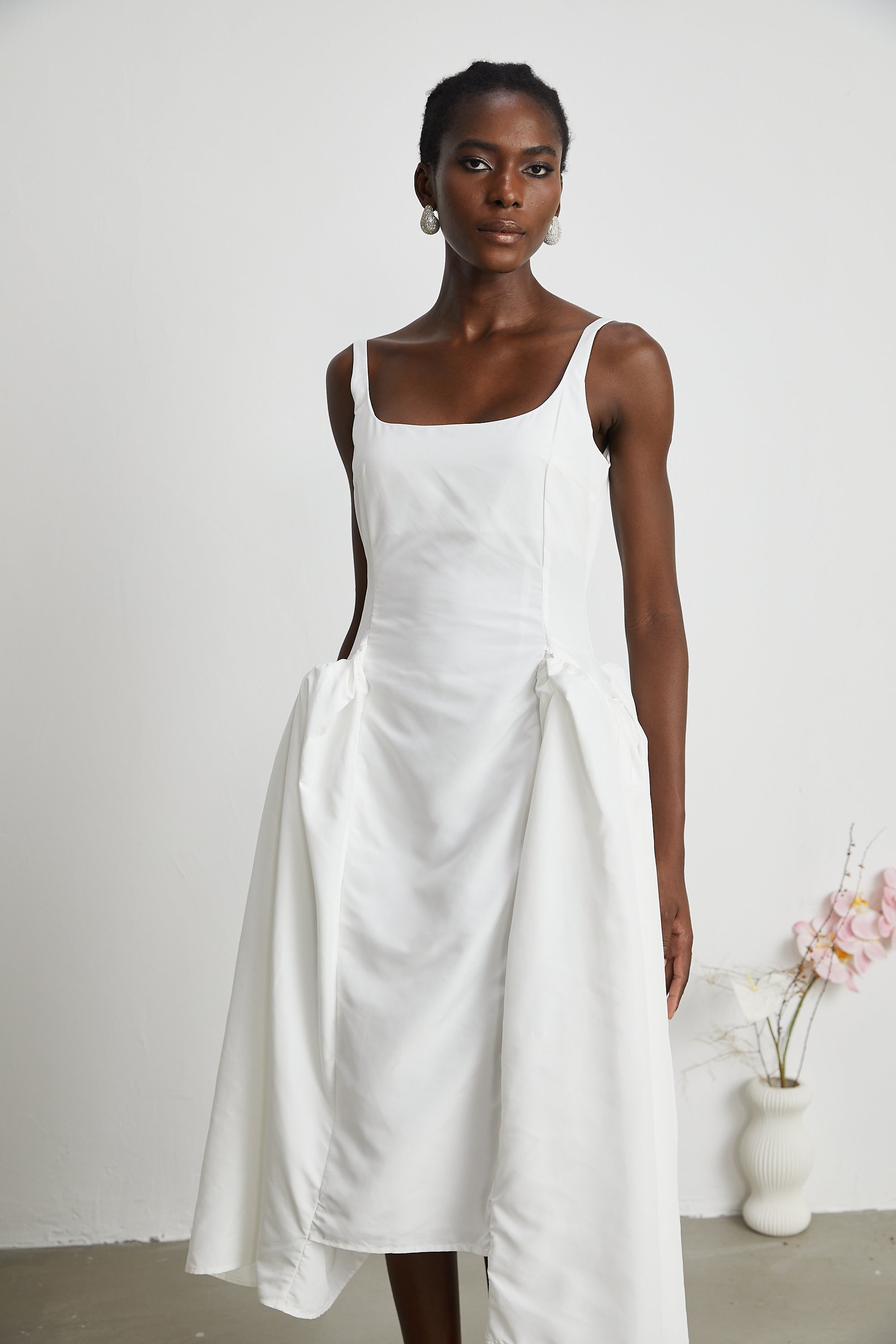 Φόρεμα Μίντι Από Πλισέ Βαμβακερό Ποπλίνα Ingrid