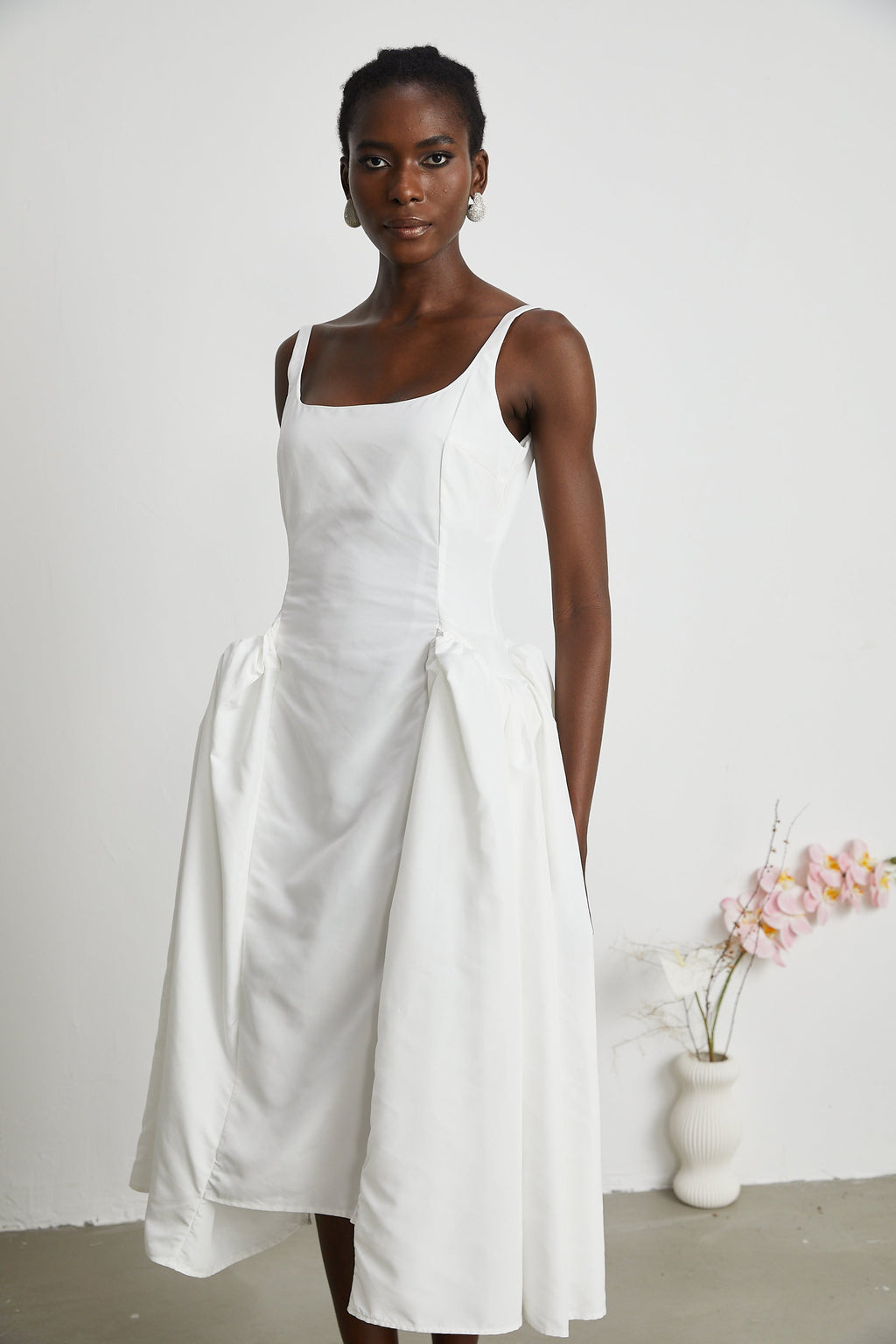 Φόρεμα Μίντι Από Πλισέ Βαμβακερό Ποπλίνα Ingrid