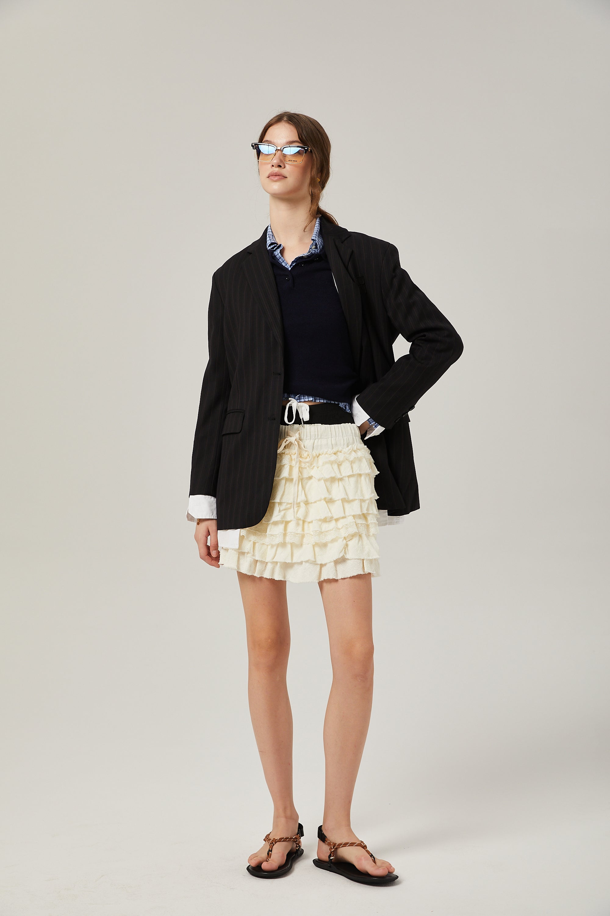 Angélique Lace Trim Tiered Φούστα